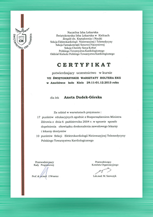 Certyfikat szkolenia